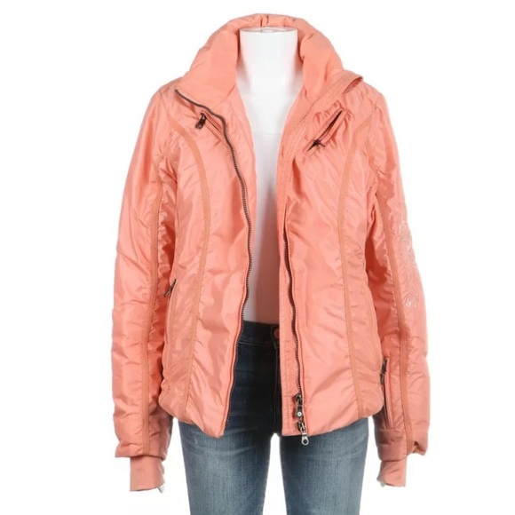 A diamond in the snow ski jacket 10 large coral peach shimmer shiny fitted L - Picture 2 of 7